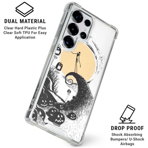 Disney The Nightmare Before Christmas Jack on Spiral Hill Art Galaxy S25 Ultra Clear Case